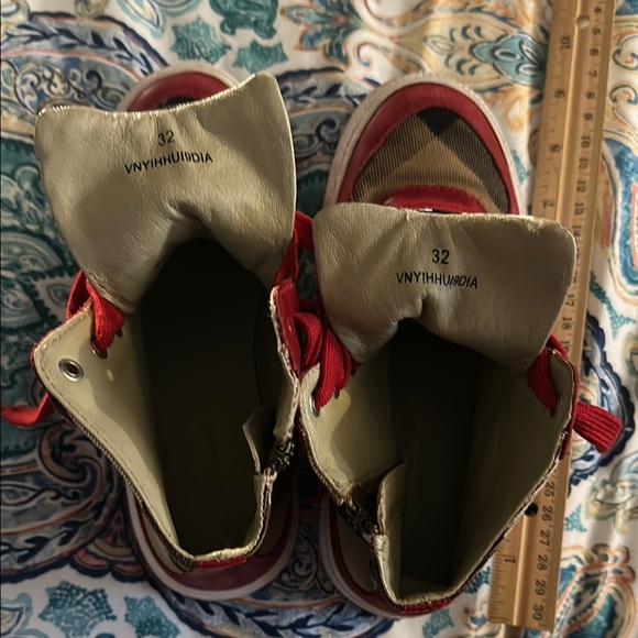 Authentic Burberry Kids Red and Beige Sneakers